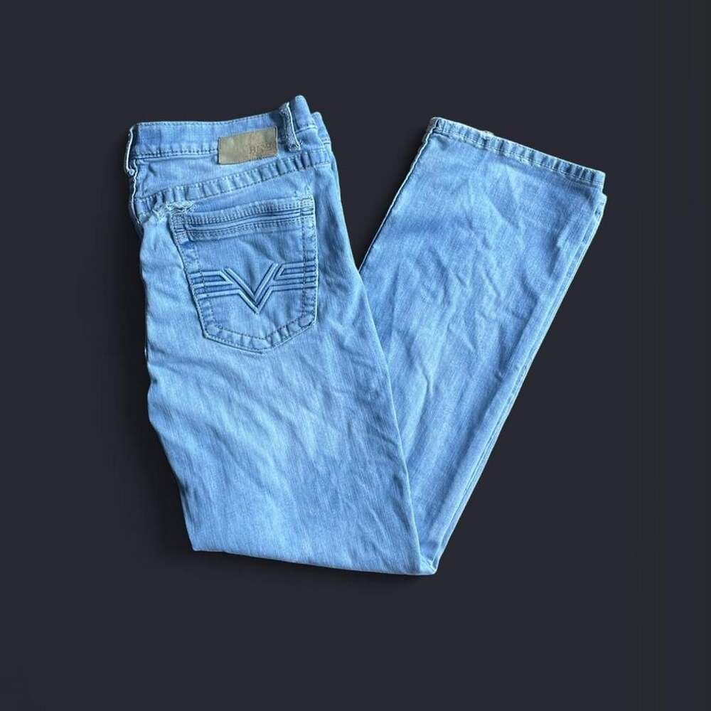 BKE Tyler Straight Leg Jeans 36R Embroidered Baggy Denim Y2K Light Wash